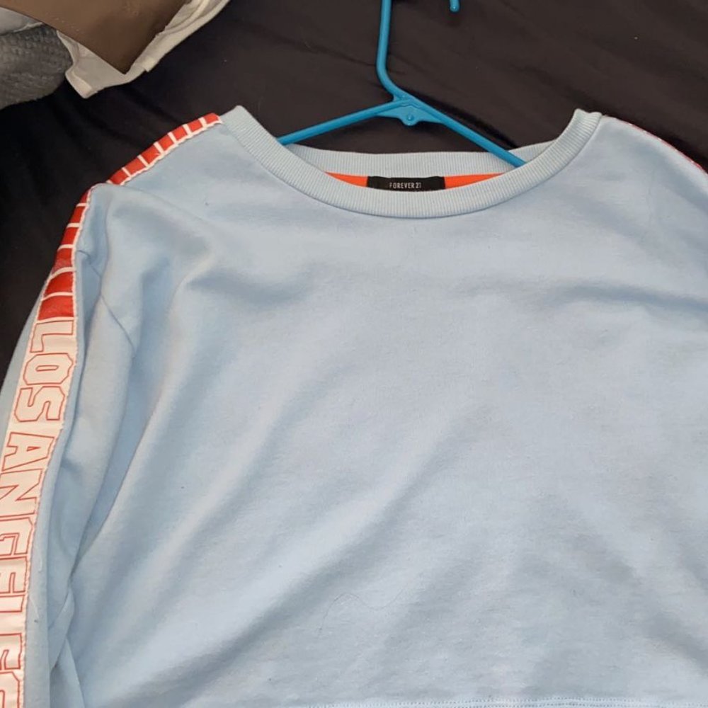 Blue Long Sleeved Crop Top